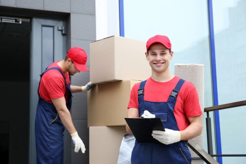Delivery team preparing safe moving equipment before a removal job