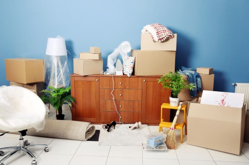 Packed boxes and furniture ready for a local home move