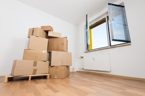 Packed moving boxes and furniture for removals in Haringey