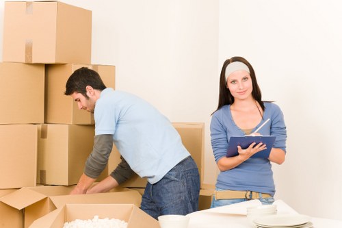 Packing and loading boxes into a moving van